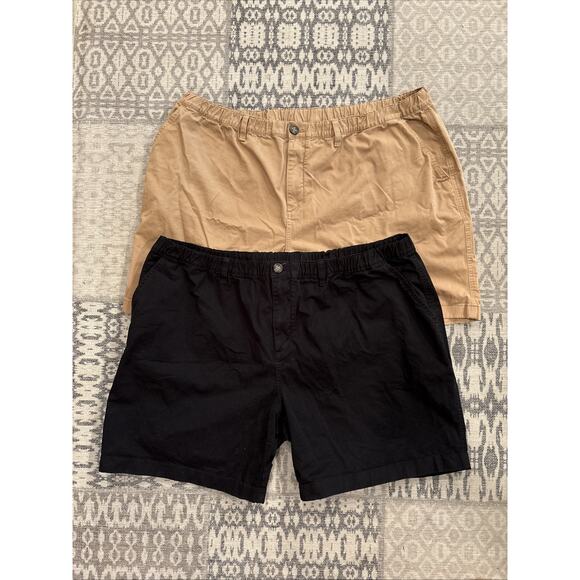 2 Pairs Chubbies Shorts Mens 3XL Casual Khaki Chino Elastic Waist Flap Pocket 7” - Picture 1 of 9
